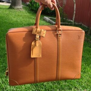 Vintage Louis Vuitton Porte Document Voyage Briefcase |Epi Leather LV Laptop Bag
